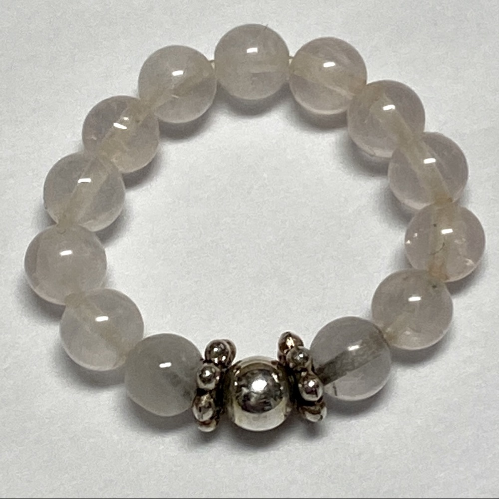Handmade stone or glass bead stretchy ring
